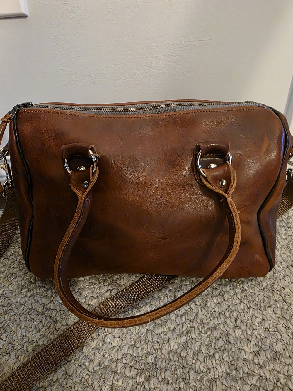 Classic Brown Hand Made Leather Satchel Handbag - Timeless Everyday Bag